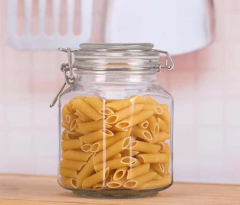 Airtight Dry Food Glass Storage Jars with Clamp Lids Exporter China